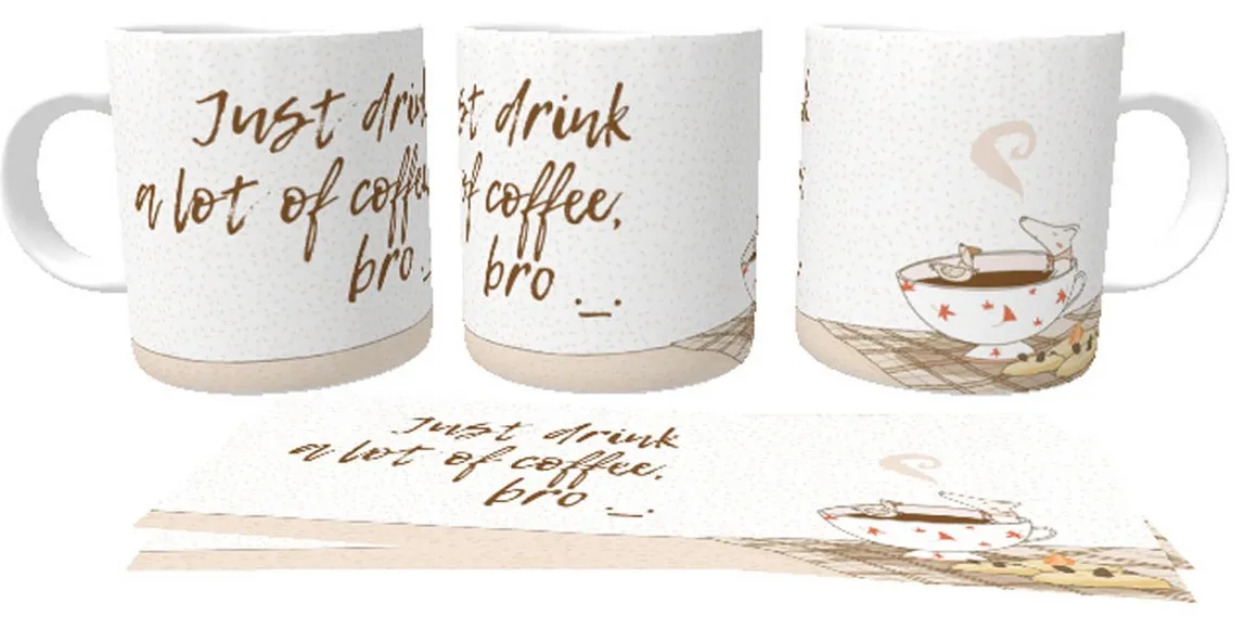 Caneca copo Plástico ou Cerâmica Just drink a lot of coffee café