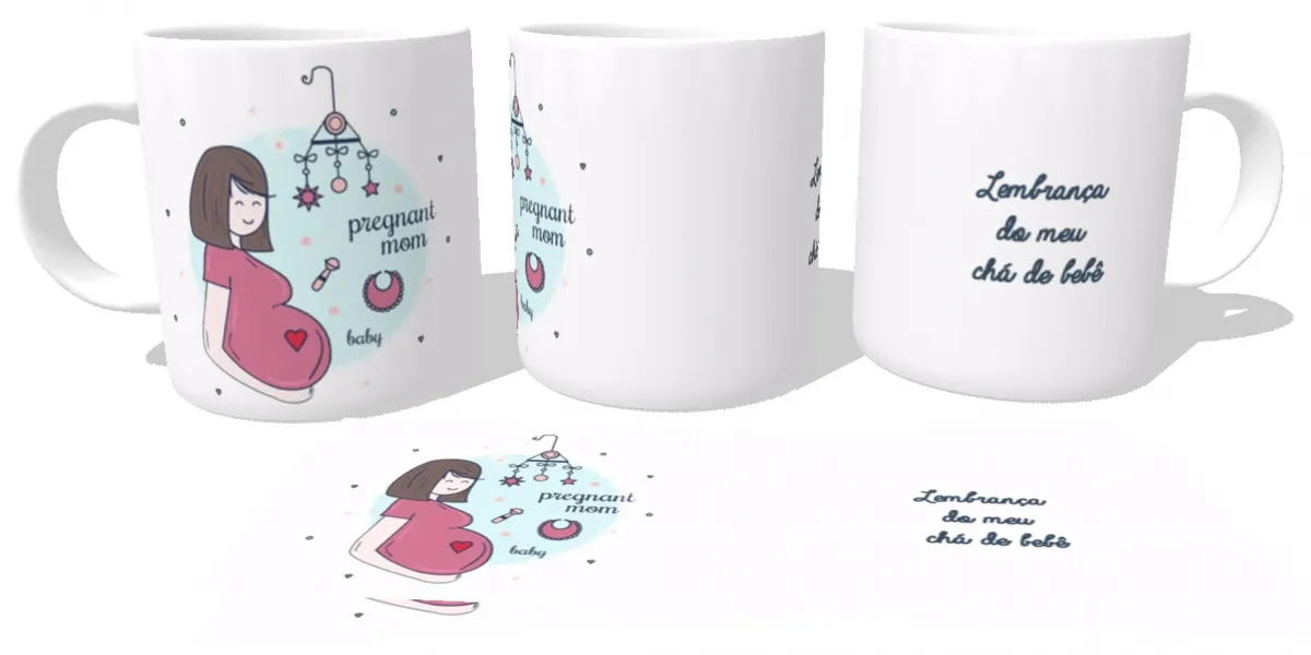 Caneca copo Plástico ou Cerâmica Lembrança do meu chá de bebê Imagem