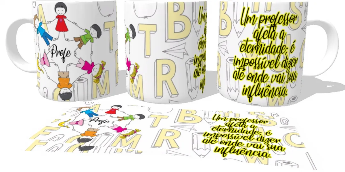 Caneca copo Plástico ou Cerâmica Professora afeta eternidade