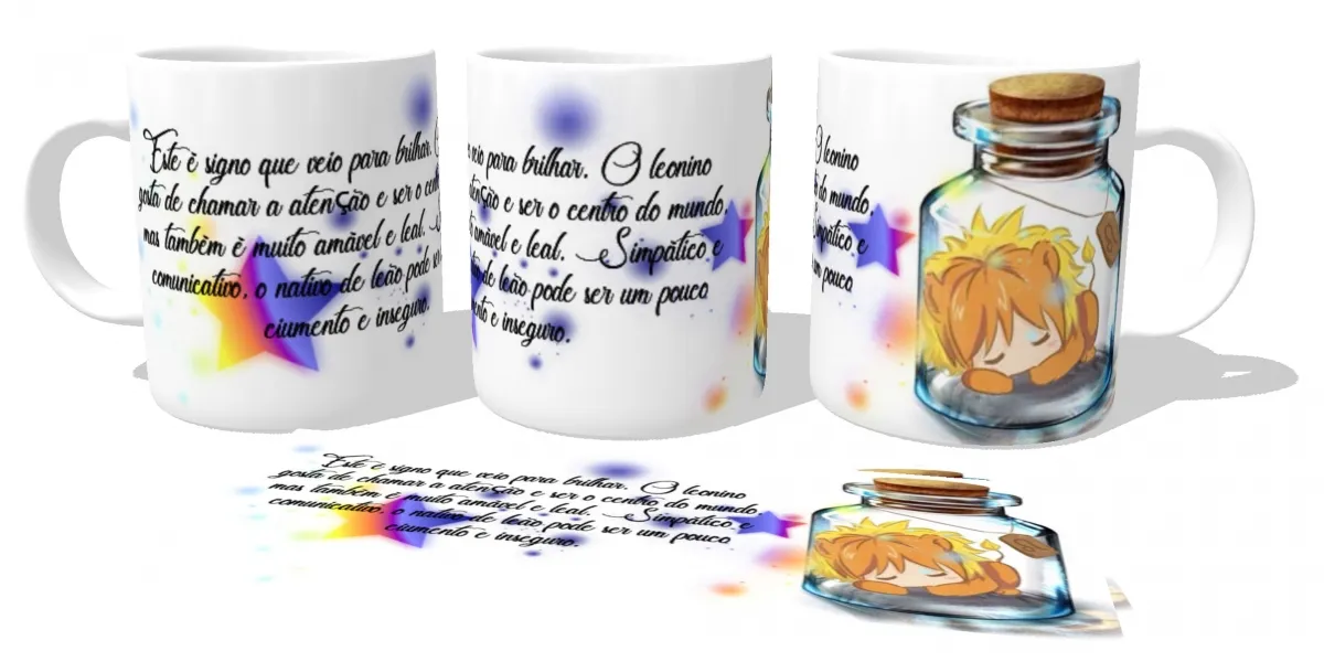 Caneca copo Plástico ou Cerâmica Signo leão garrafa Imagem