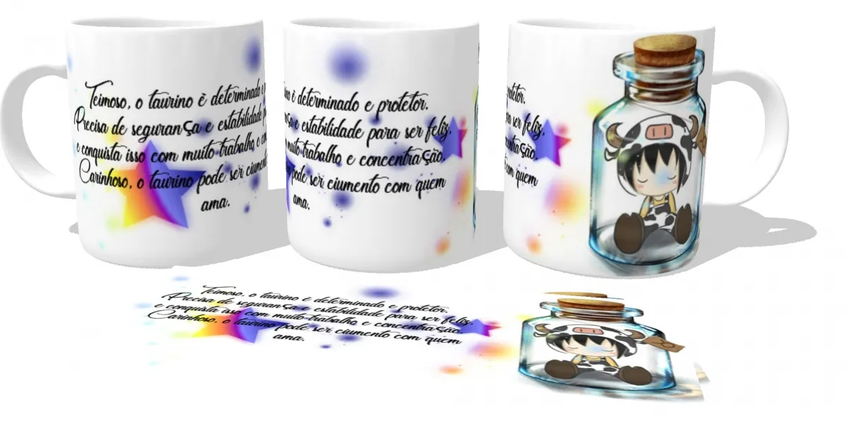 Caneca copo Plástico ou Cerâmica Signo touro garrafa Imagem