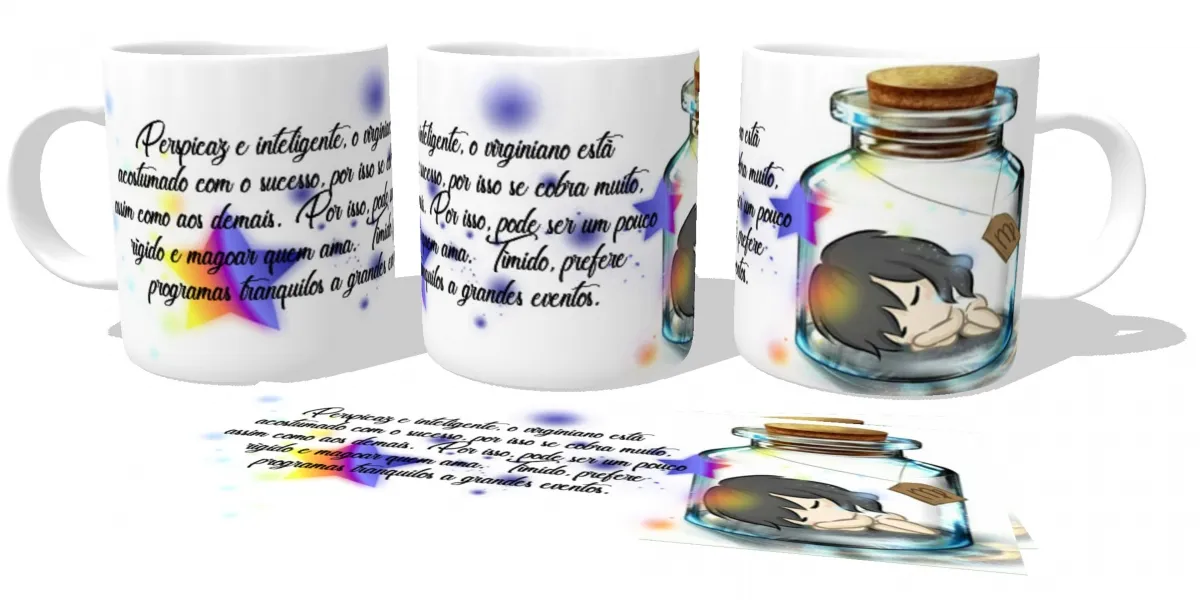 Caneca copo Plástico ou Cerâmica Signo Virgem garrafa Imagem