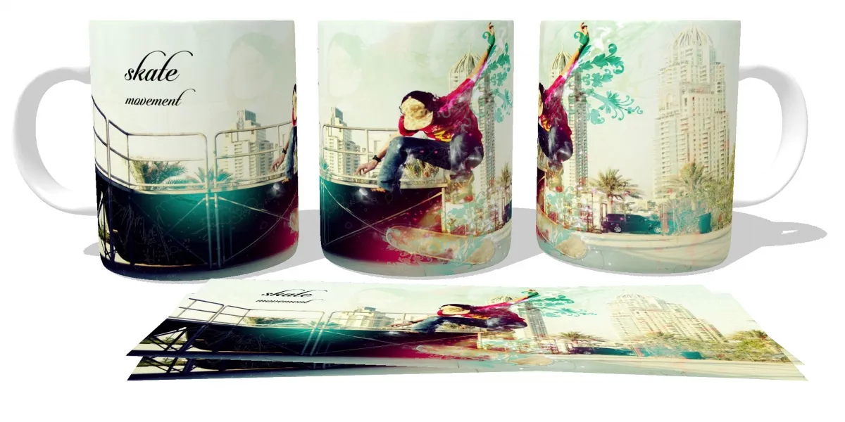 Caneca copo Plástico ou Cerâmica Skate movement skatista esporte