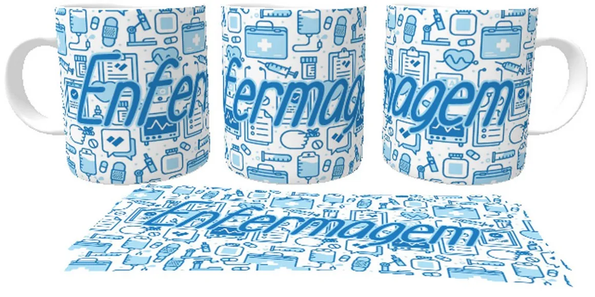 Caneca copo Plástico ou Cerâmica Enfermagem enfermeira saude
