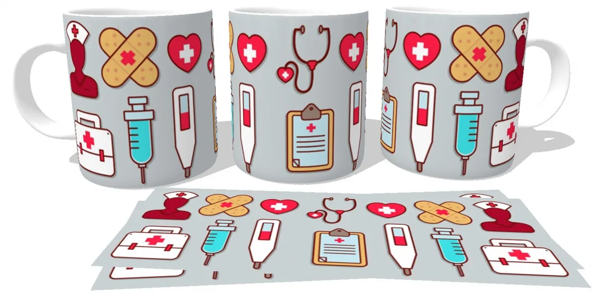 Caneca copo Plástico ou Cerâmica Enfermagem itens enfermeira