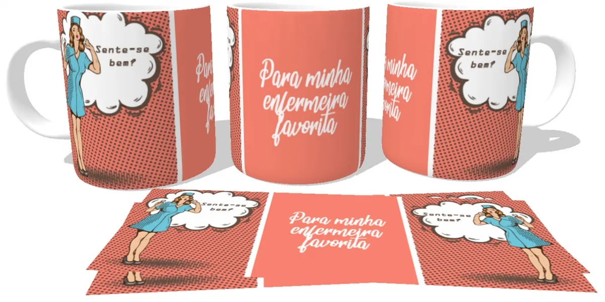 Caneca copo Plástico ou Cerâmica Enfermeira favorita enfermagem