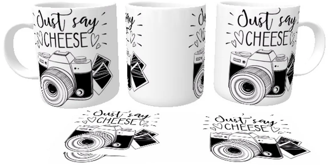 Caneca copo Plástico ou Cerâmica Just say cheese fotografia fotografo