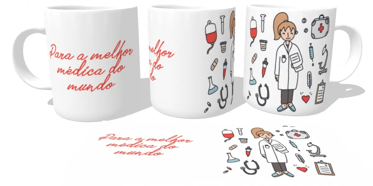 Caneca copo Plástico ou Cerâmica Melhor médica do mundo medicina