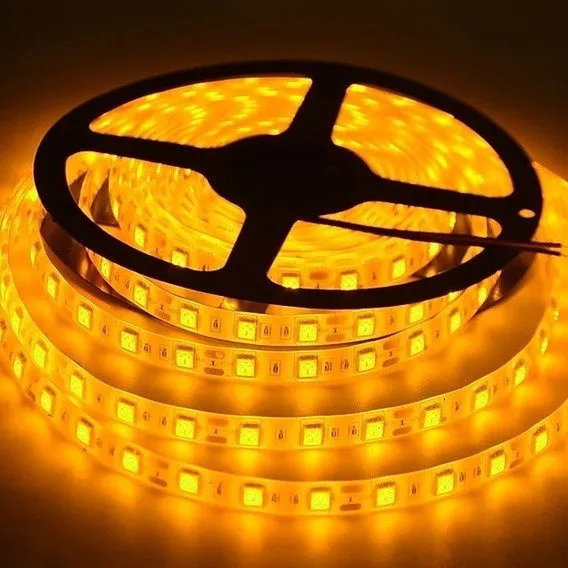 Fita LED 5050 AMBAR LARANJA 12v rolo 5 metros 12v (com silicone) Imagem