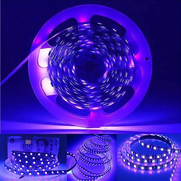 Fita LED 3528 ROXO 12v rolo 5 metros 12v (sem silicone)