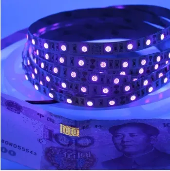 Fita LED 5050 ROXO UV NEGRA 12v rolo 5 metros 12v (com silicone)