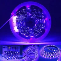 Fita LED 5050 ROXO UV NEGRA 12v rolo 5 metros 12v (com silicone) - Foto 2