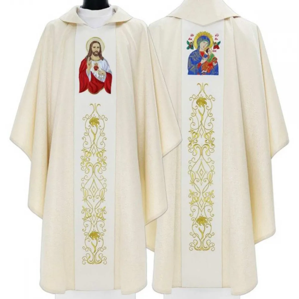 Casula Bordado Cristo 3 e Cores Litúrgicas