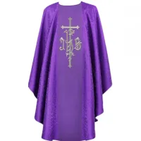 Casula Galão Bordado Cruz  JHS 3 em Cores Litúrgicas