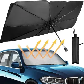 Proteja seu carro do sol com este protetor solar portátil e dobrável para para-brisa do carro!