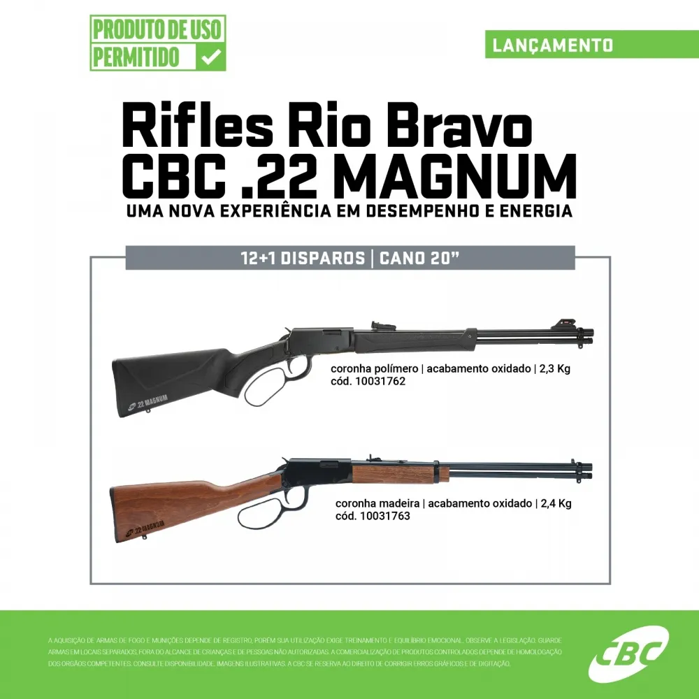RIFLE CBC RIO BRAVO .22M MAGNUM MADEIRA