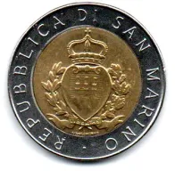 San Marino - 1987 - 500 Lire - Comemorativa (Coat-of-arms castle San Marino) - Foto 2