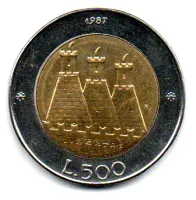 San Marino - 1987 - 500 Lire - Comemorativa (Coat-of-arms castle San Marino)