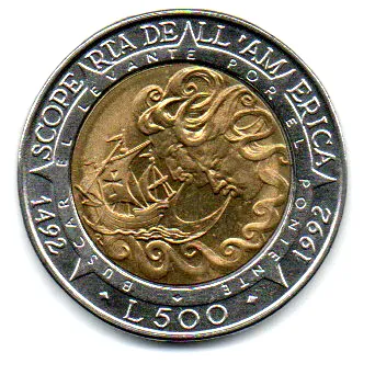 San Marino - 1992 - 500 Lire - Comemorativa (Discovery of America)