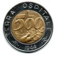 San Marino - 1991 - 500 Lire - Comemorativa (Terra Ospitale 1944)