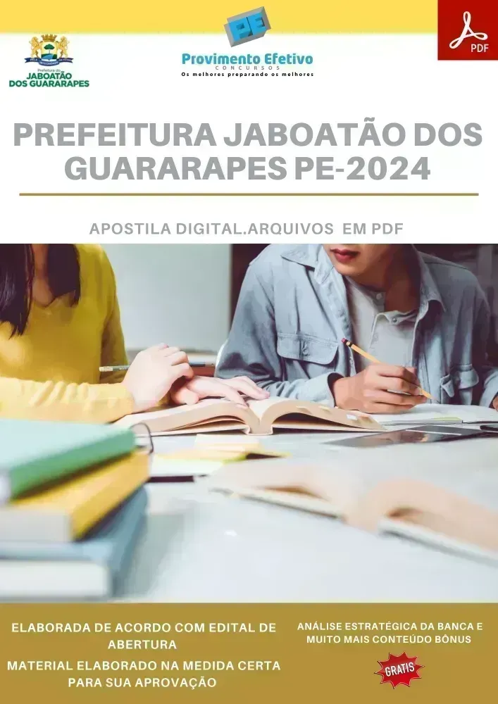 Apostila Pref. Jaboatão dos Guararapes PE Farmacêutico Analista Saúde 2024 Imagem