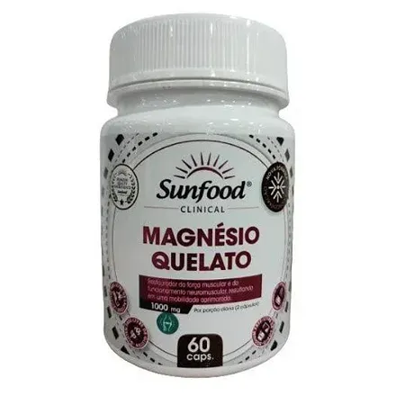 Magnésio Quelato Sunfood 1000mg 60 Cápsulas