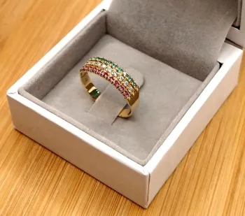 Anel ouro amarelo 18k meia aliança tripla - NAL012 - Foto 2