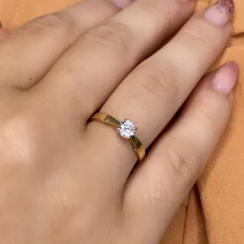 Anel de ouro amarelo 18k - solitário -RAV822 - Foto 2