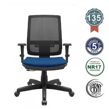 Poltrona Presidente Brizza Tela Mecanismo Relax Base Giratória com Braços Reguláveis