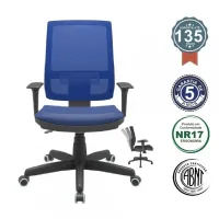  Cadeira Multiregulável NR17 Brizza Tela Encosto Regulável Base Giratória com Braços Regulaveis