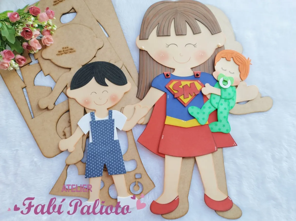 G1.674 Gabarito de Moldes  em MDF   Super Mãe - Painel  Imagem