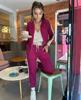  Conjunto Calça e Casaco Fucsia