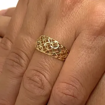 Anel ouro 18K flores diamantadas - SA39200 - Foto 2