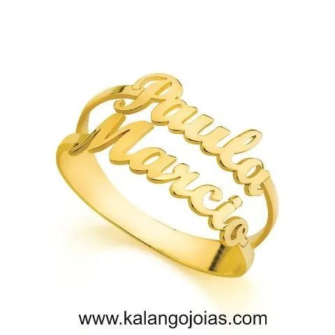 Anel personalizado com nome de ouro 18k - AN777