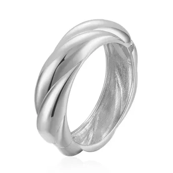 Bracelete Grosso Trançado - Ródio Branco