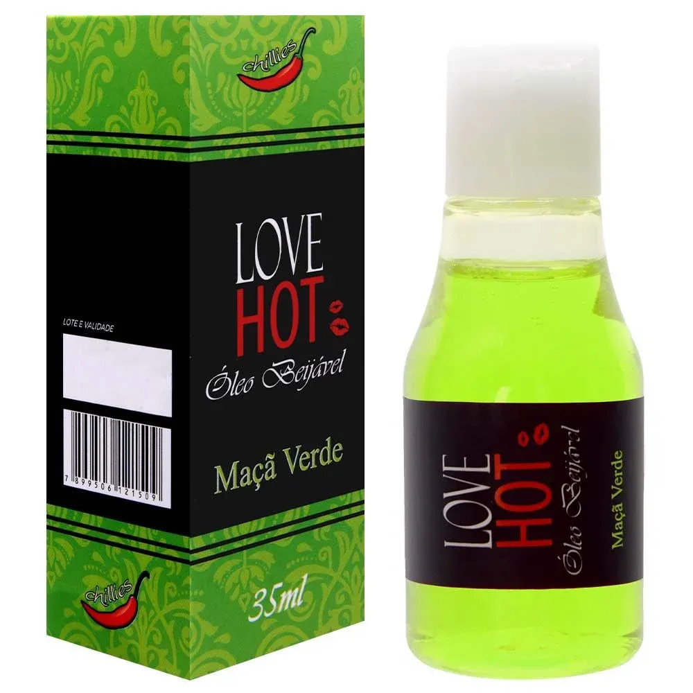 LOVE HOT ÓLEO BEIJÁVEL AROMÁTICO MAÇA VERDE 35ML - CHILLIES.                                                                                                         LIBYSEXSHOP Imagem