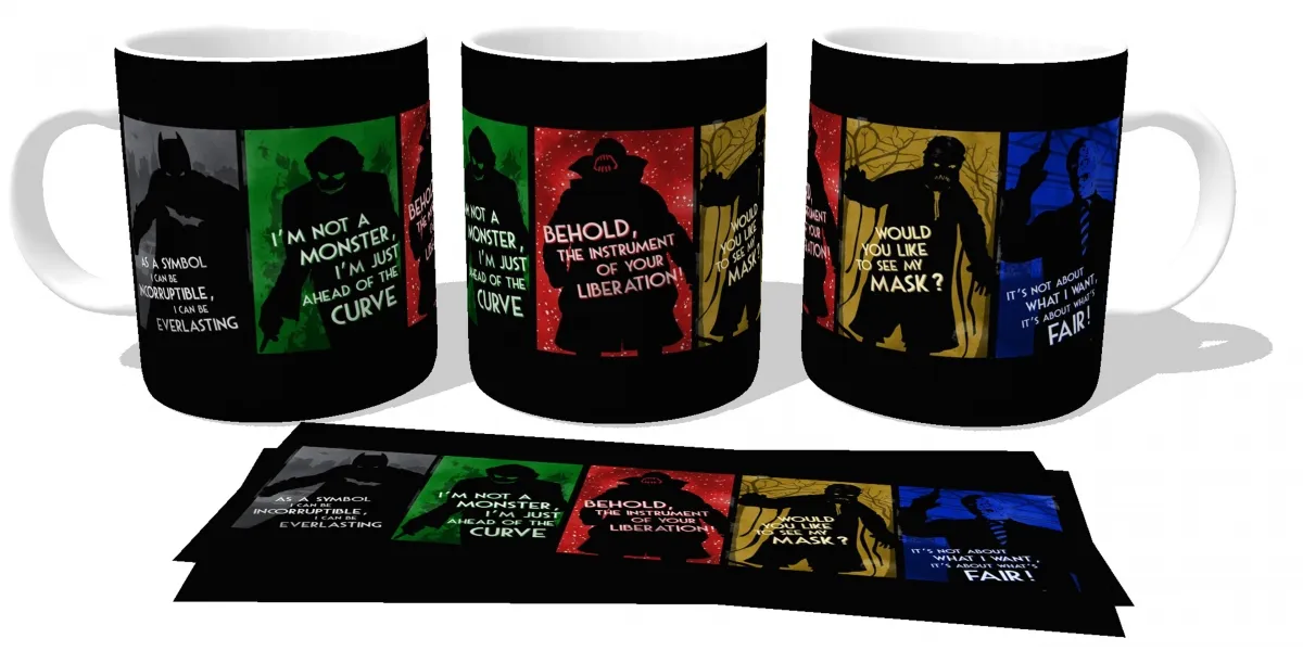 Caneca copo Plástico ou Cerâmica Batman e seus inimigos vilões