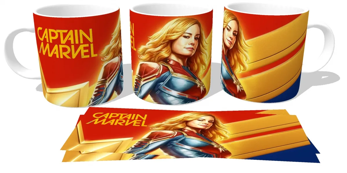 Caneca copo Plástico ou Cerâmica Capitã Marvel face