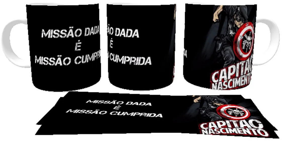 Caneca copo Plástico ou Cerâmica Capitão Nascimento tropa de elite missão dada