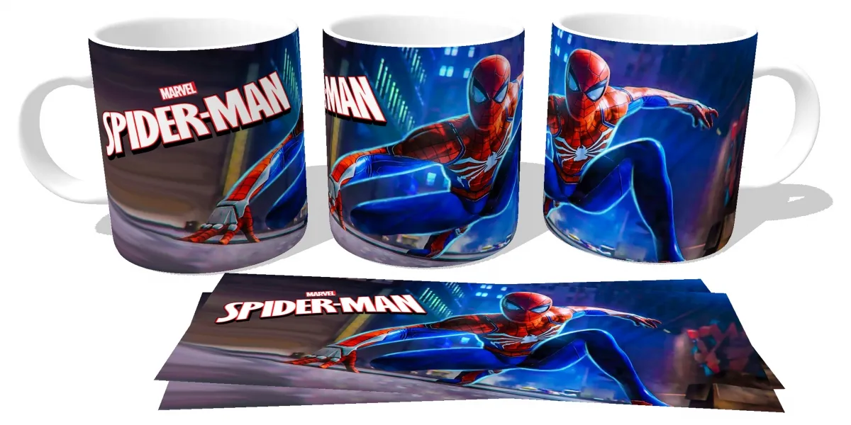 Caneca copo Plástico ou Cerâmica Homem aranha azul