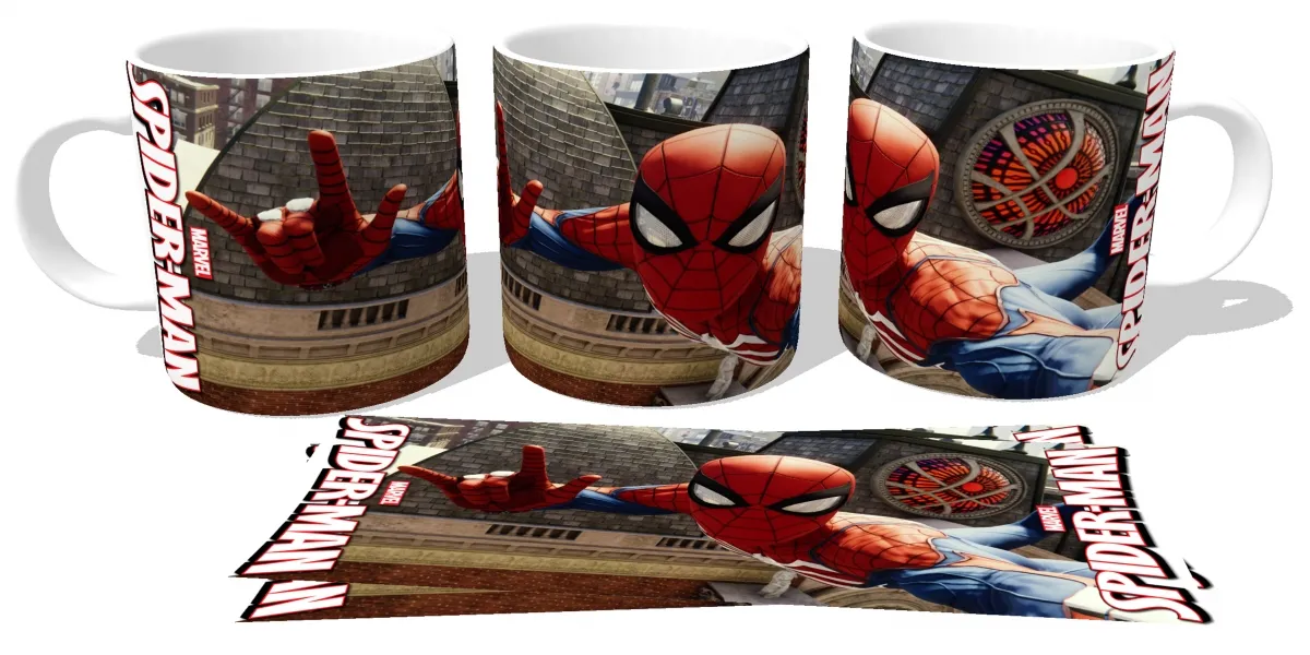 Caneca copo Plástico ou Cerâmica Homem aranha mão teia