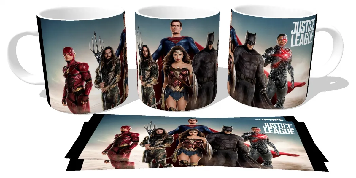 Caneca copo Plástico ou Cerâmica Liga da Justiça todos grupo