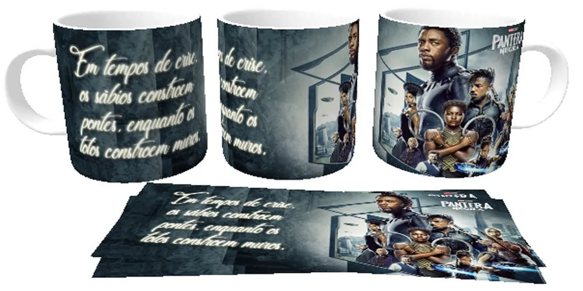 Caneca copo Plástico ou Cerâmica Pantera negra em tempos de crise