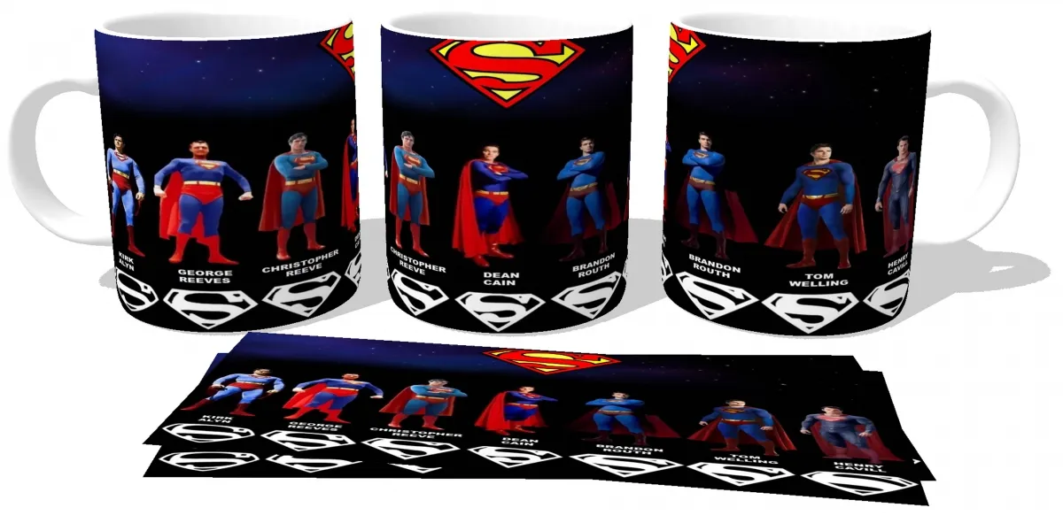 Caneca copo Plástico ou Cerâmica Superman evolution super homen Imagem