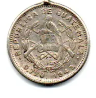 Guatemala - 1943 - 5 Centavos - Prata .720 - Aprox. 1,67g - 15,5mm - C/ Solda - Foto 2