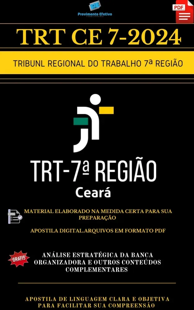 Apostila TRT CE 7 Região 2024 Oficial de Justiça Avaliador Federal