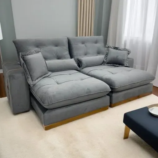 Sofá Retrátil e Reclinável Lblon/toronto/Dalia New 2,50 m Veludo –  pri Imagem