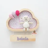 Ovelha Menina - 3 balões - Nuvem P - Porta Maternidade - Foto 11