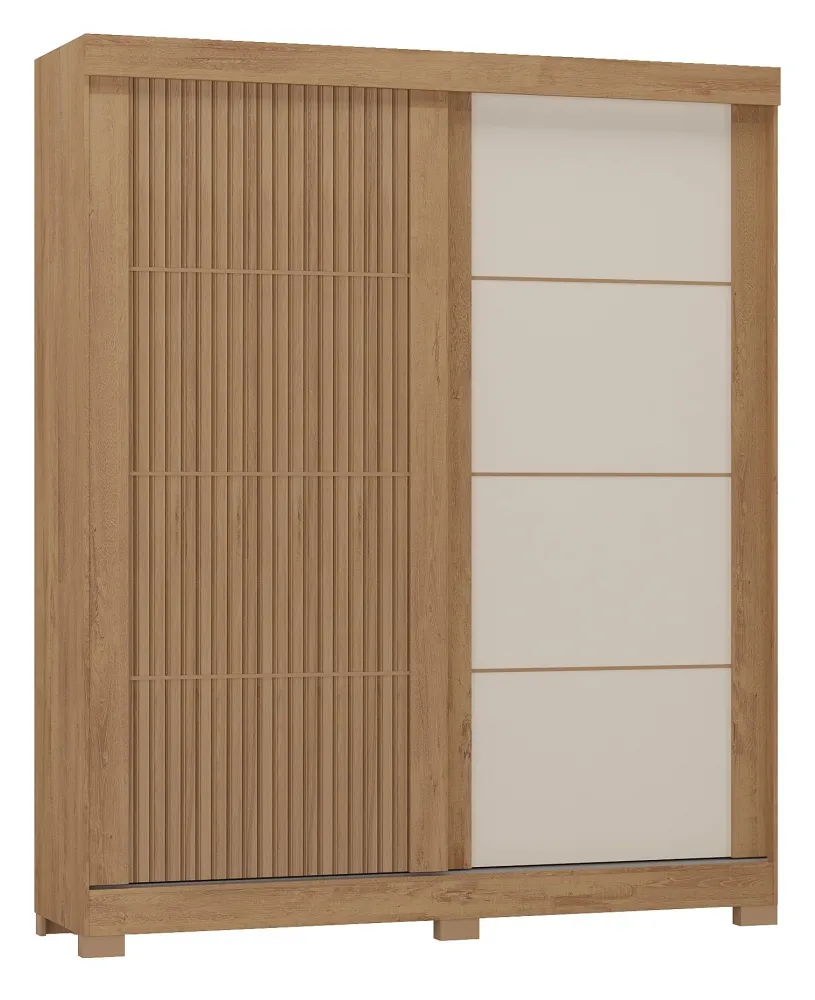 Guarda Roupa Montana Casal 2 Portas 2 Gavetas Atualle Canelato Rústico 3D Natura Off White 1,78 Imagem