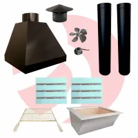 Kit Churrasqueira de Vidro a Carvão Braseiro Cooktop 65cm Média com 2 Tubos Coifa e Grelha Moeda - Foto 3
